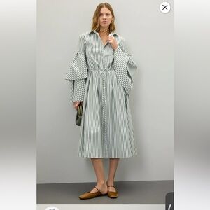 Rosie Assoulin Blue and Green Striped Fiesta cotton dress